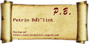 Petrin Bálint névjegykártya