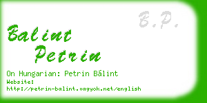 balint petrin business card