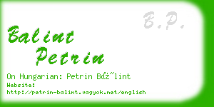 balint petrin business card